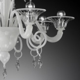 "Taric" Murano glass chandelier - 6 lights - white and transparent
