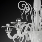 "Taric" lampara de araña de Murano - 6 luces - blanco y transparente