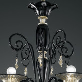 "Taric" Murano glas Kronleuchter - 6 flammig - schwarz und transparente