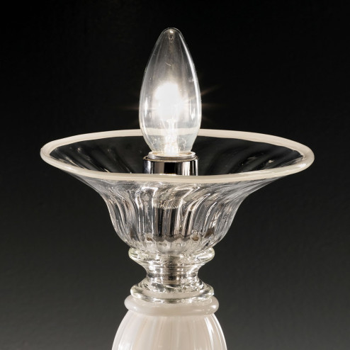 "Taric" Murano glass bedside lamp - 1 light - white and transparent