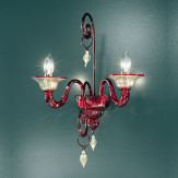 "Taric" applique en verre de Murano - 2 lumière - rouge et or