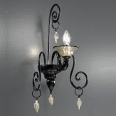 "Taric" Murano glass sconce - 1 light - black and gold