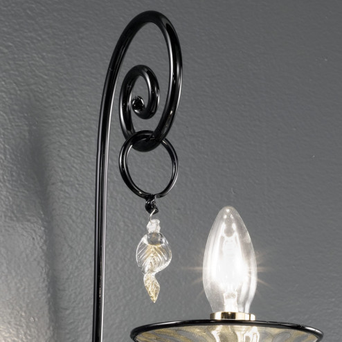"Taric" Murano glass sconce - 1 light - black and gold