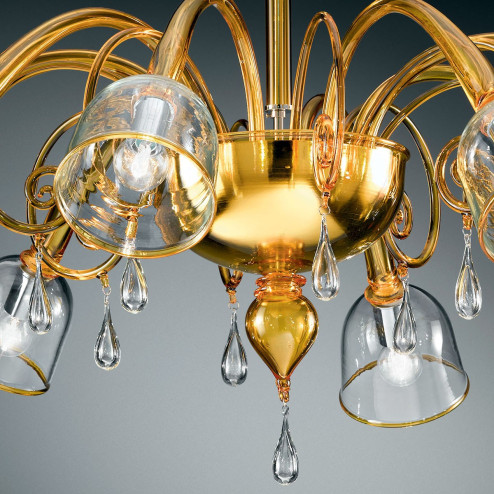 "Duncan" Murano glass ceiling light - 8 lights - yellow and transparent