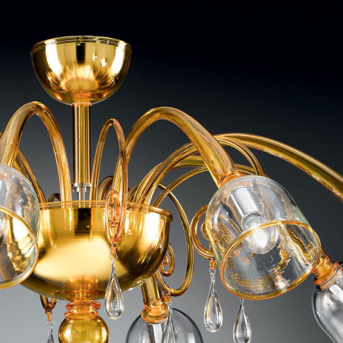 "Duncan" Murano glass ceiling light - 8 lights - yellow and transparent