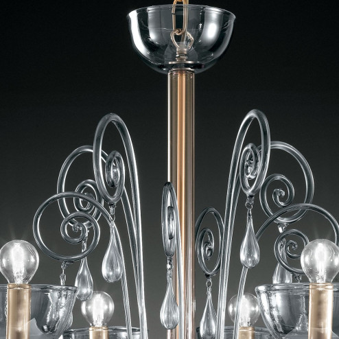 "Duncan" lustre en cristal de Murano - 8 lumières - gris fumé
