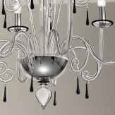 "Picandoi" lampara de araña de Murano - 6 luces -  transparente y negro