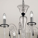 "Picandoi" lustre en cristal de Murano - 6 lumières - transparent et noir