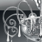 "Picandoi" plafonnier en verre de Murano - 3 lumières - transparent et blanc