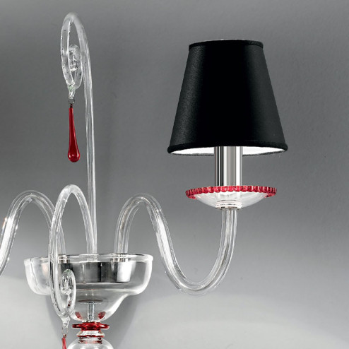 "Picandoi" Murano glass sconce - 2 lights - transparent and red