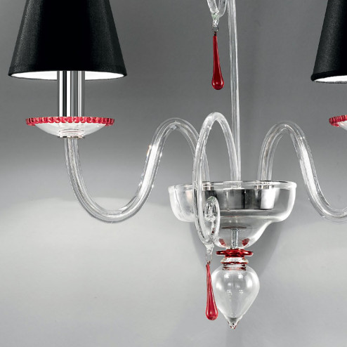 "Picandoi" Murano glass sconce - 2 lights - transparent and red