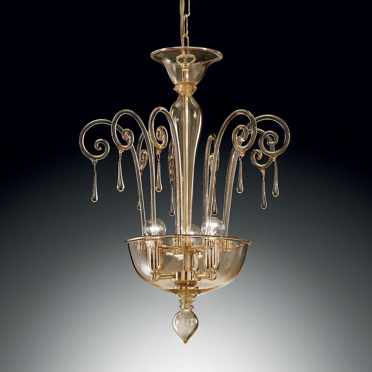 "Picandoi" Murano glass pendant light - 3 lights - amber
