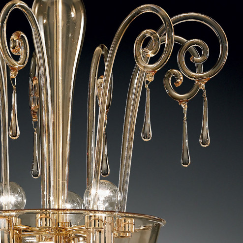 "Picandoi" suspension en verre de Murano - 3 lumières - ambre