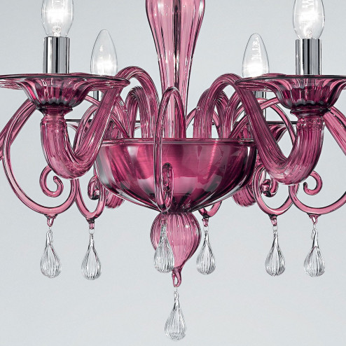 "Gertrude" Murano glass chandelier - 6 lights - amethyst