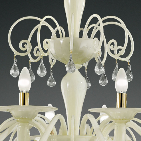 "Gertrude" large Murano glass chandelier - 8 lights - white