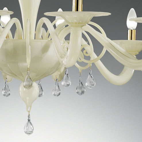 "Gertrude" araña grande de cristal de Murano - 8 luces - blanco