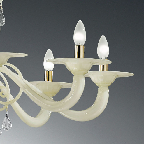 "Gertrude" large Murano glass chandelier - 8 lights - white