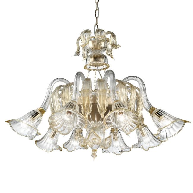 Laguna 8 lumieres Murano chandelier en forme de panier - couleur transparent or