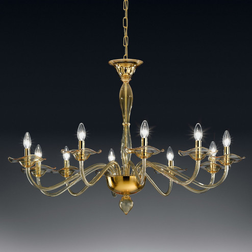 "Aragona" lampara de araña de Murano  -10 luces - ámbar