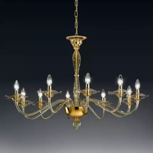 "Aragona" lustre en cristal de Murano -10 lumières - ambre