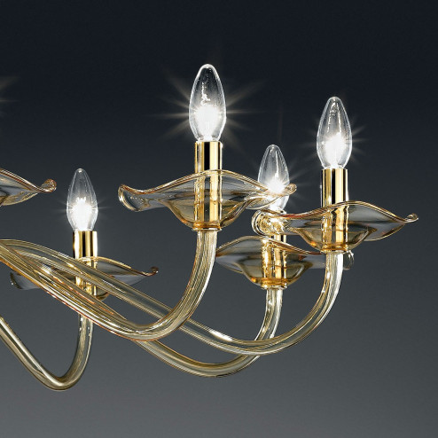 "Aragona" lustre en cristal de Murano - 10 lumières - ambre