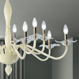 "Aragona" Murano glass chandelier - 6+6 lights - white and transparent