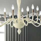 "Aragona" lampara de araña de Murano  - 6+6 luces - blanco y transparente