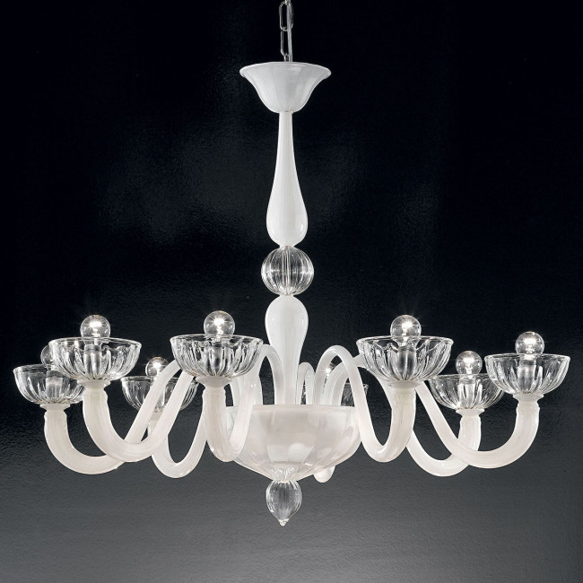 "Andronico" lampara de araña de Murano - 8 luces - blanco