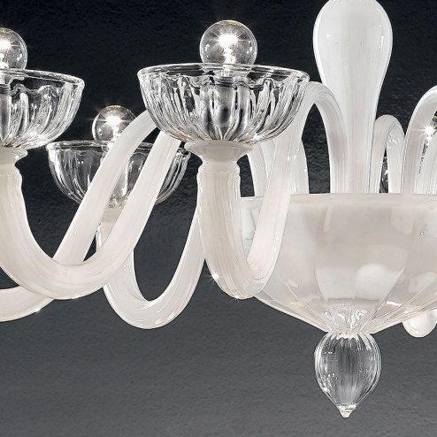 "Andronico" lampara de araña de Murano - 8 luces - blanco