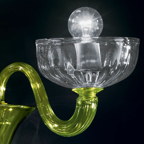 "Andronico" applique en verre de Murano - 3 lumières - vert et transparent
