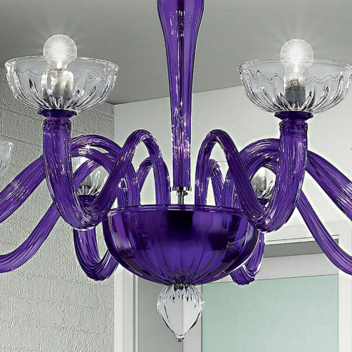 "Andronico" plafonnier en verre de Murano - 10 lumières - violet 