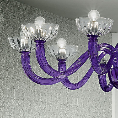 "Andronico" Murano glass ceiling light - 10 lights - purple