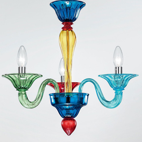 "Iride" lampara de araña de Murano - 3 luces - multicolor