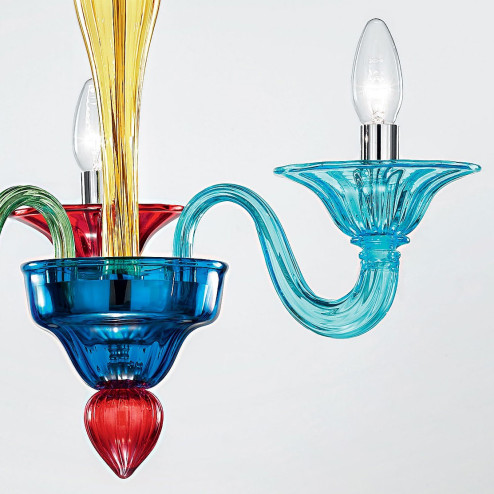 "Iride" Murano glass chandelier - 3 lights - multicolor