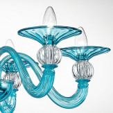 "Ermione" lampara de araña de Murano - 6 luces - azul claro y transparente