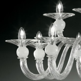 "Ermione" zweistufige Murano glas Kronleuchter - 8+4 flammig - transparent und weiß 