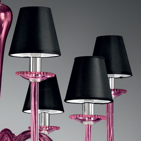 "Miranda" Murano glass chandelier with lampshades - 8 lights - amethyst