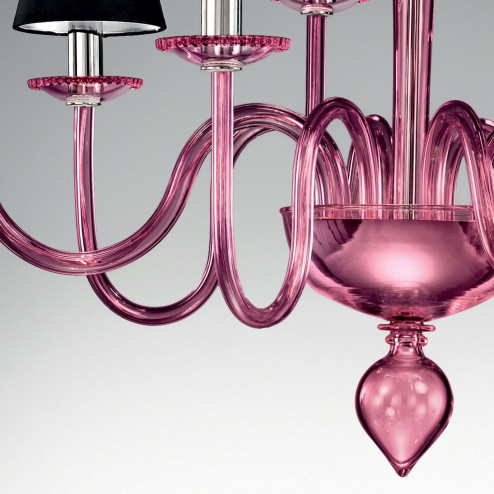 "Miranda" Murano glass chandelier with lampshades - 8 lights - amethyst