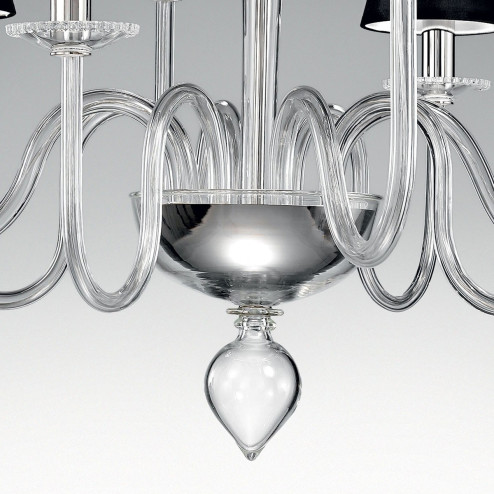 "Miranda" Murano glass chandelier with lampshades - 8 lights - transparent
