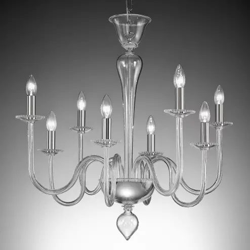 "Miranda" Murano glass chandelier - 8 lights - transparent