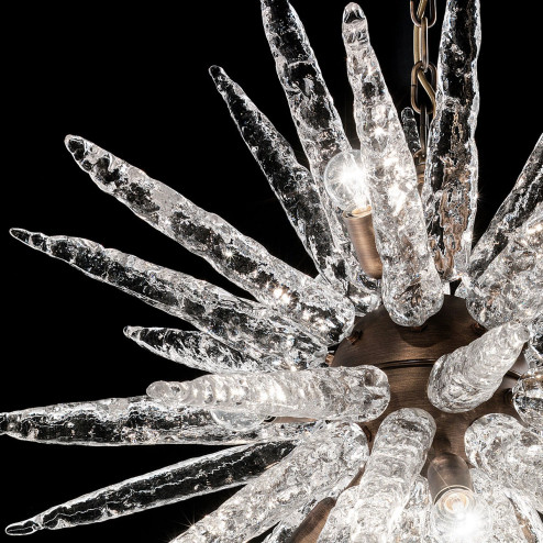 "Lissandra" lustre en cristal de Murano - 9 lumières - transparent et bronze
