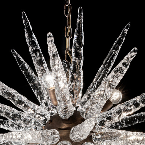 "Lissandra" Murano glas Kronleuchter - 9 flammig - transparent und bronze 