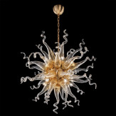 "Solaire" Murano glass chandelier - 15 lights - transparent and amber