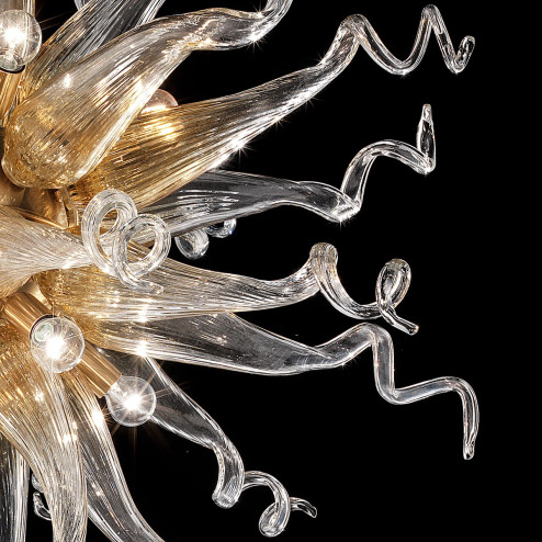 "Solaire" lampara de araña de Murano - 15 luces - transparente y ámbar