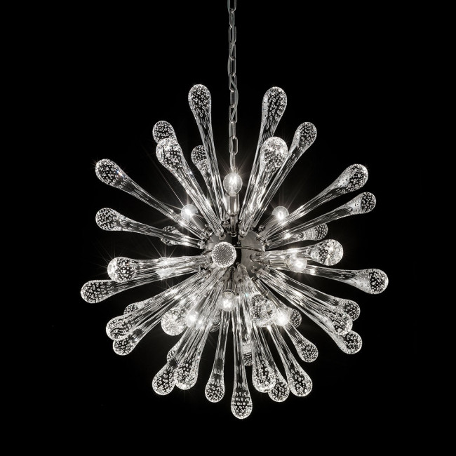 "Dione" Murano glas Kronleuchter - 16 flammig - transparent und chrom 