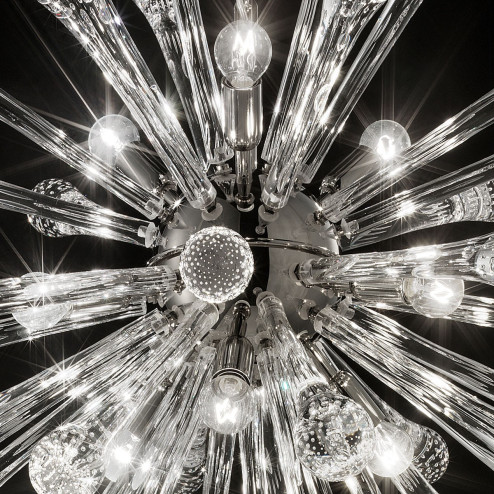 "Dione" lustre en cristal de Murano - 16 lumières - transparent et chrome