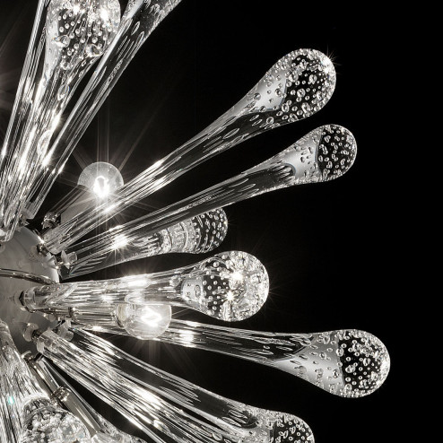 "Dione" Murano glass chandelier - 9 lights - transparent and chrome