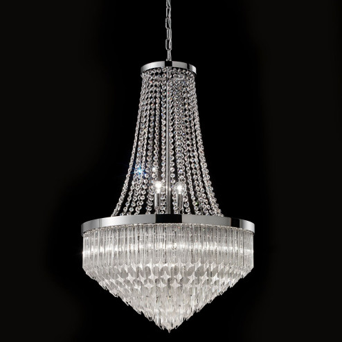 "Bella" lampara de araña de Murano - 8 luces - transparente y cromo 