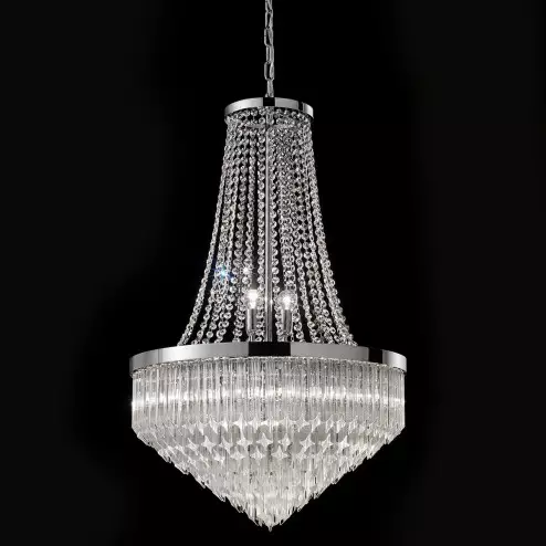 "Bella" lustre en cristal de Murano - 8 lumières - transparent et chrome
