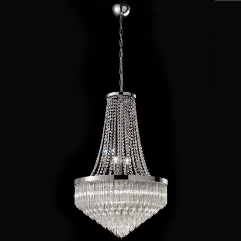 "Bella" lampara de araña de Murano - 8 luces - transparente y cromo 